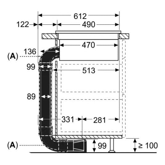 Siemens HZ9VDKR0 Recirculation Starter Kit For Min 70cm Deep Worktops for Vented Hobs and Downdraft Extractors