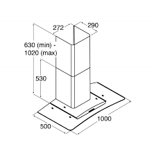 CDA ECP102SS Curved Glass Chimney Hood 100cm - Stainless Steel