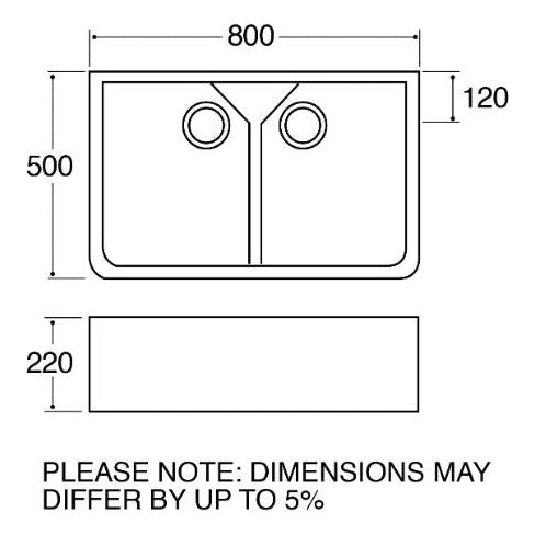CDA KC12WH Gloss White Ceramic 2.0 Bowl Belfast Kitchen Sink & Waste