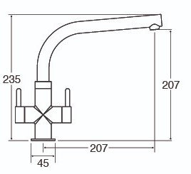 CDA TC28CH Contemporary Quarter Turn Monobloc Tap