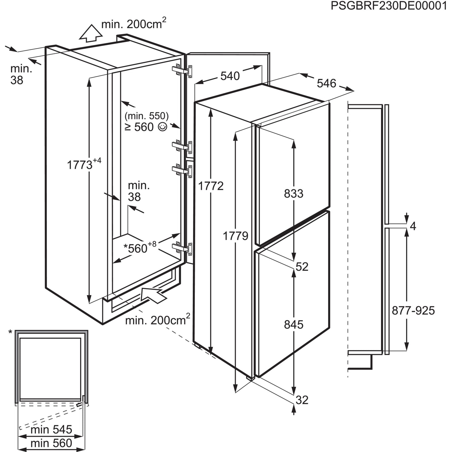 AEG OSC5S185ES Fully Integrated Low Frost Fridge Freezer