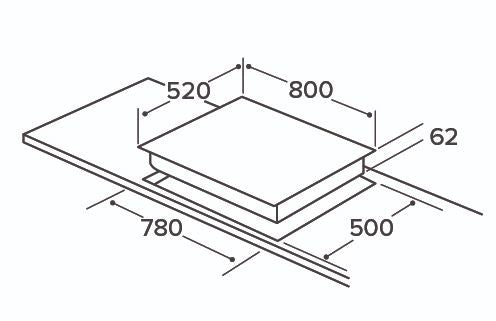 CDA HNE81FR 80cm Four Zone Induction Air Hob