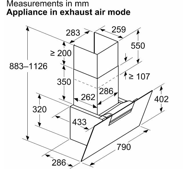Siemens LC87KFN60B iQ300 80cm Angled Black Glass Cooker Hood