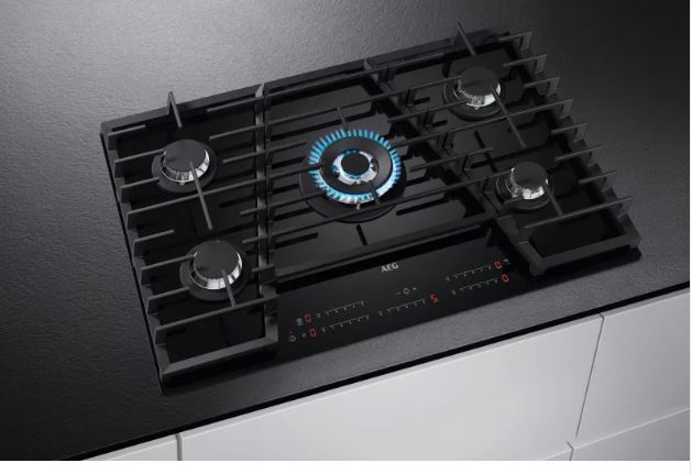 AEG HVB75450IB Gas Hob 5 Burners 75cm - Black Glass