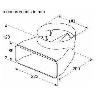 Bosch HEZ9VDSI1 Adapter Duct 150mm 90° Round Flat for Downdrafts and Vented Hobs