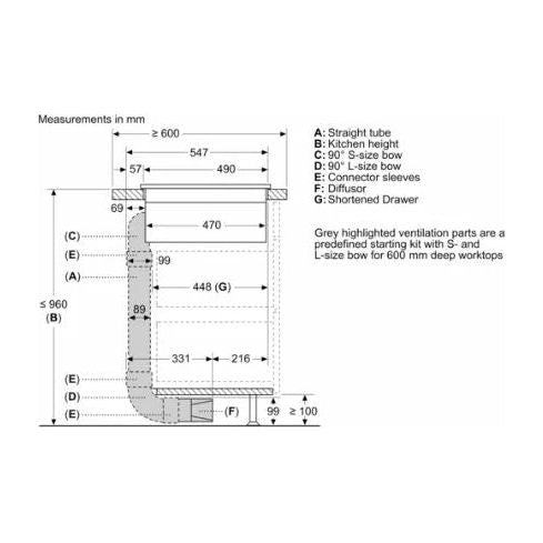 Neff Z861KR1 Recirculation Starter Kit For Min 60cm Deep Worktops for Vented Hobs & Downdraft Hoods