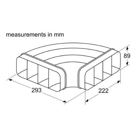 Bosch HEZ9VDSB1 Flat Channel 90° Horizontal Bend for Vented Hobs and Downdraft Hoods