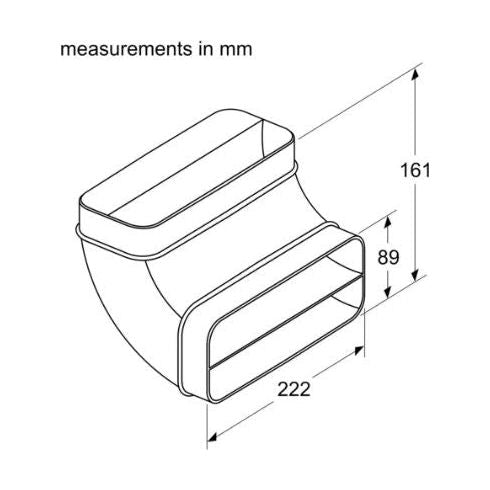 Neff Z861SB2 Flat Channel 90º Vertical Bend (Large Radius) Suitable For Worktop Depth Minimum 70cm for Vented Hobs and Downdraft Hoods