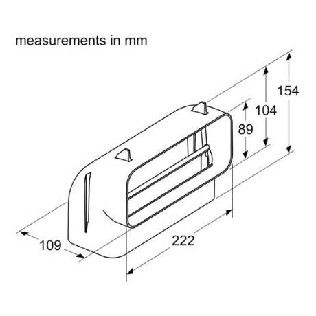Neff Z861SB3 Flat Channel 90 Degree Vertical Bend (Medium Radius), Suitable For Worktop Depth Minimum 65cm for Downdraft and Vented Hobs