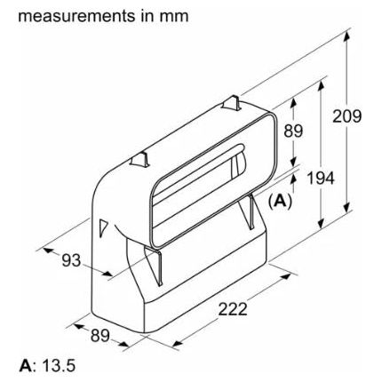 Bosch HEZ9VDSB4 Flat channel 90º vertical bend for Vented Hobs and Downdraft Extractors