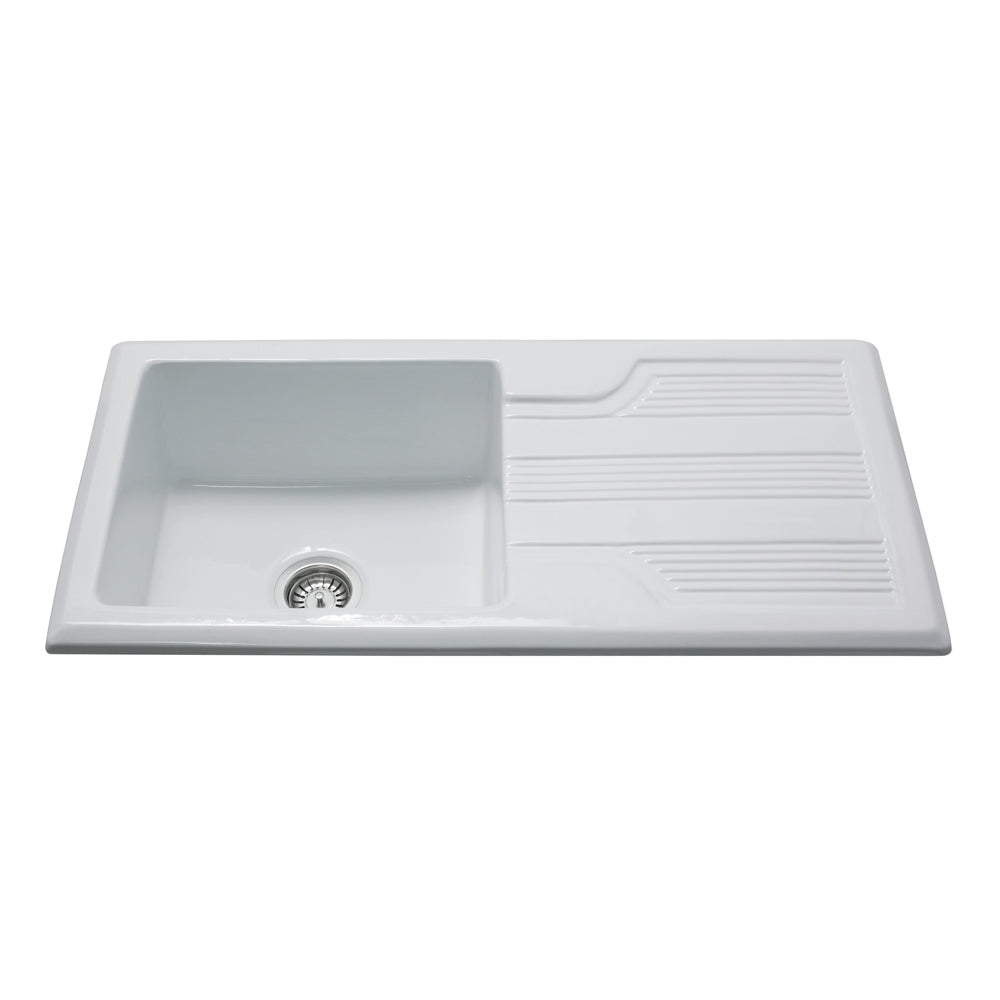 CDA KC23WH Ceramic single bowl sink