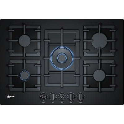 Neff T27CS59S0 75cm 5 Burner FlameSelect Gas On Glass Hob BLACK