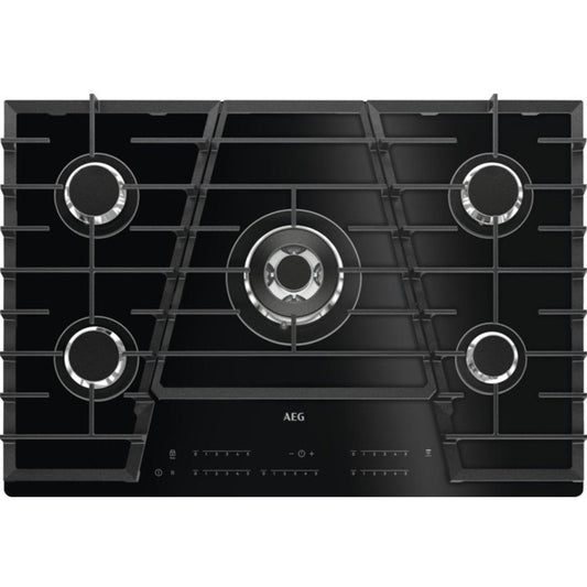 AEG HVB75450IB Gas Hob 5 Burners 75cm - Black Glass