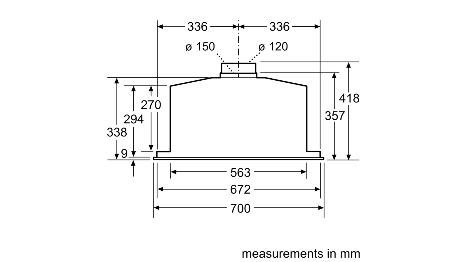 Neff D57MH56N0B N50 70cm Canopy Hood STAINLESS STEEL