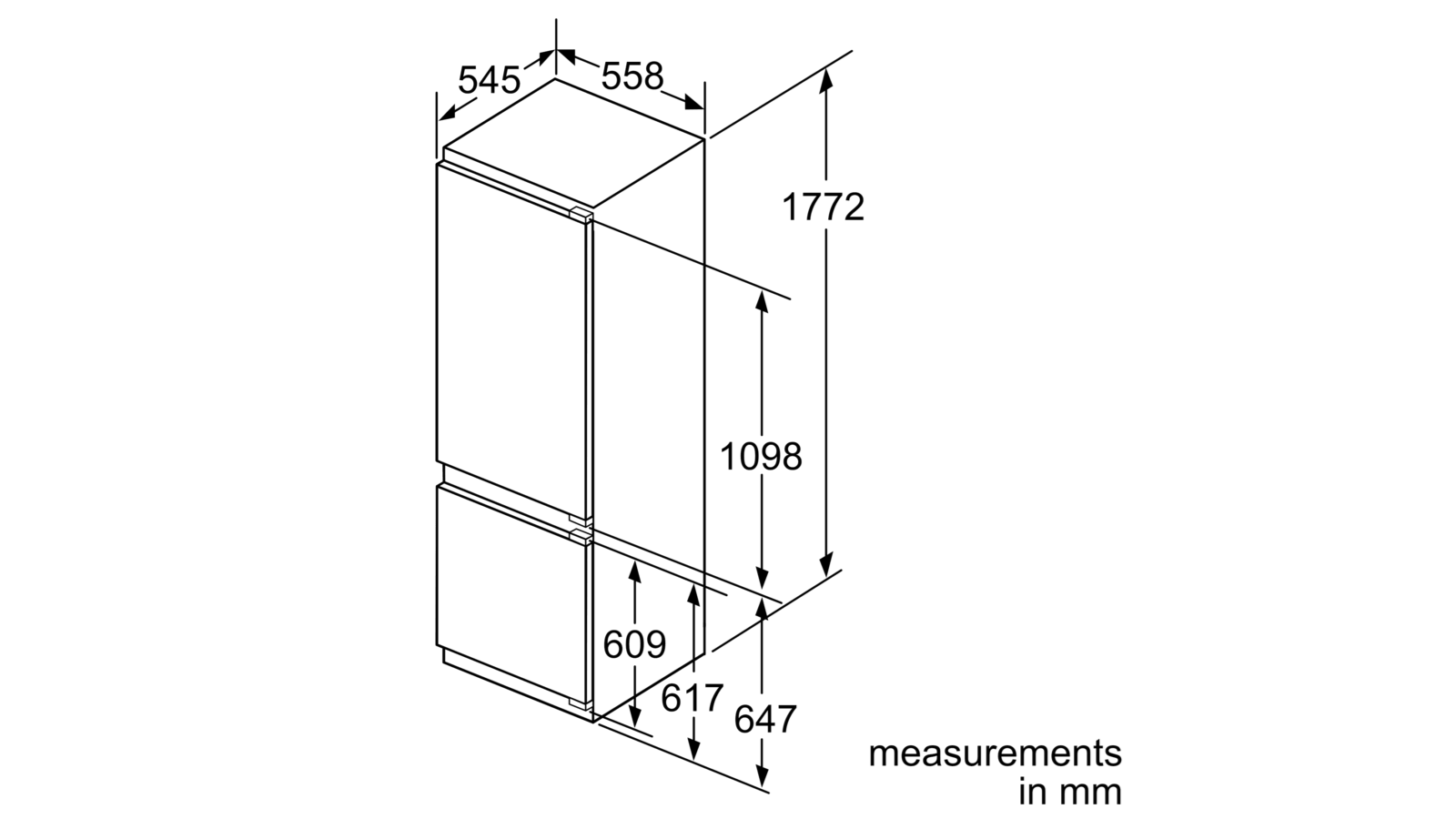 Neff KI6873FE0G 177cm Integrated 70/30 Fridge Freezer