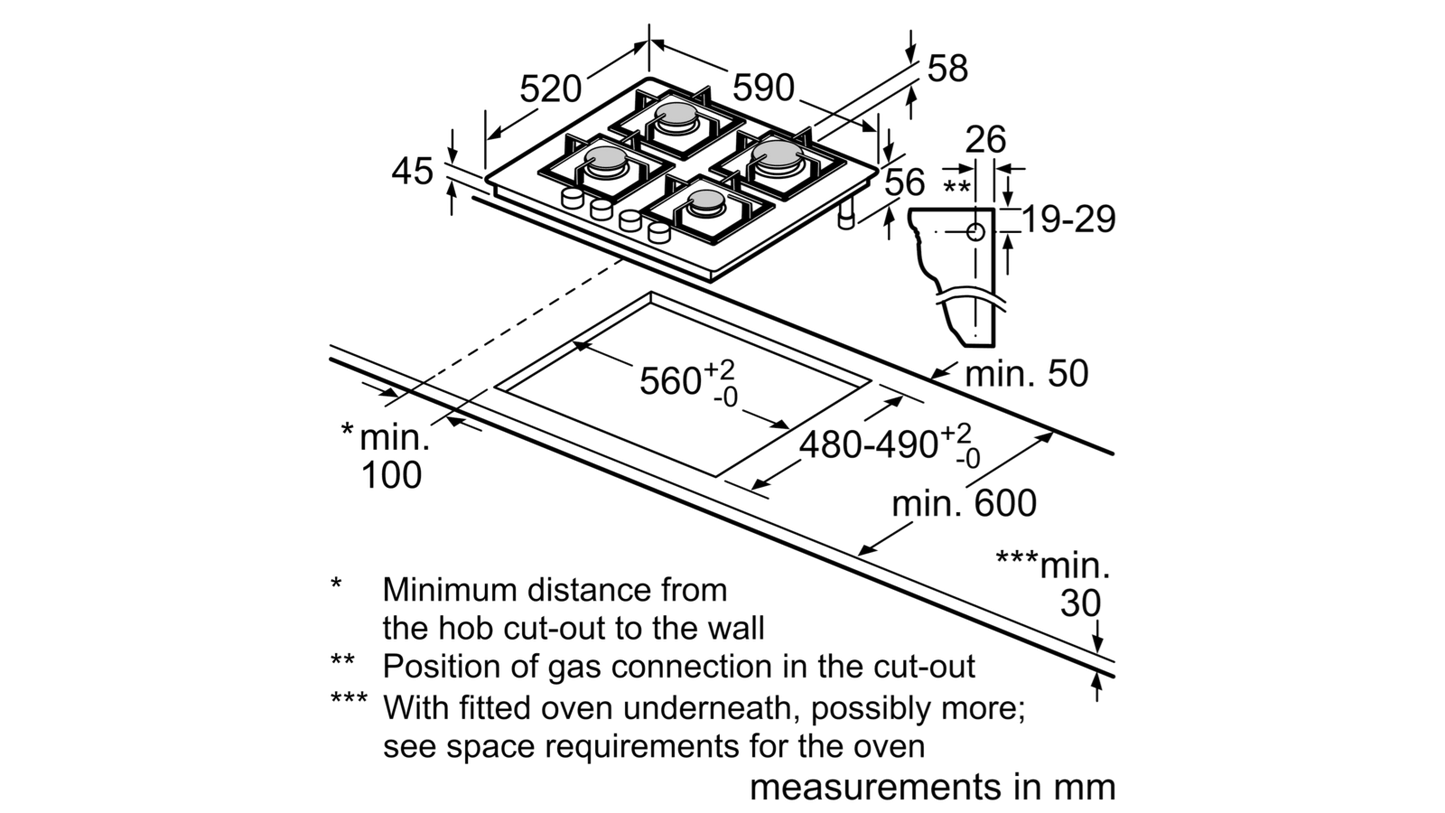 Neff T26CB49S0 Built-In 60cm 4 Burner Gas Hob in Black