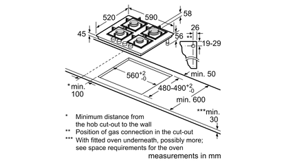 Neff T26CB49S0 Built-In 60cm 4 Burner Gas Hob in Black