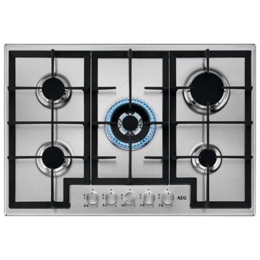 AEG HGB75400SM 75cm 5 Burner Gas Hob Stainless Steel