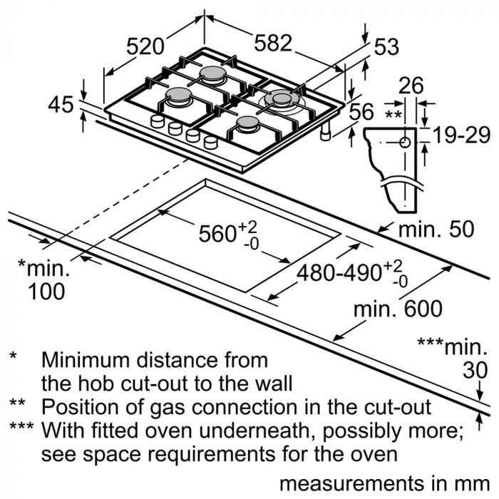 Siemens IQ-500 EC6A5PB90 58cm Gas Hob - Stainless Steel