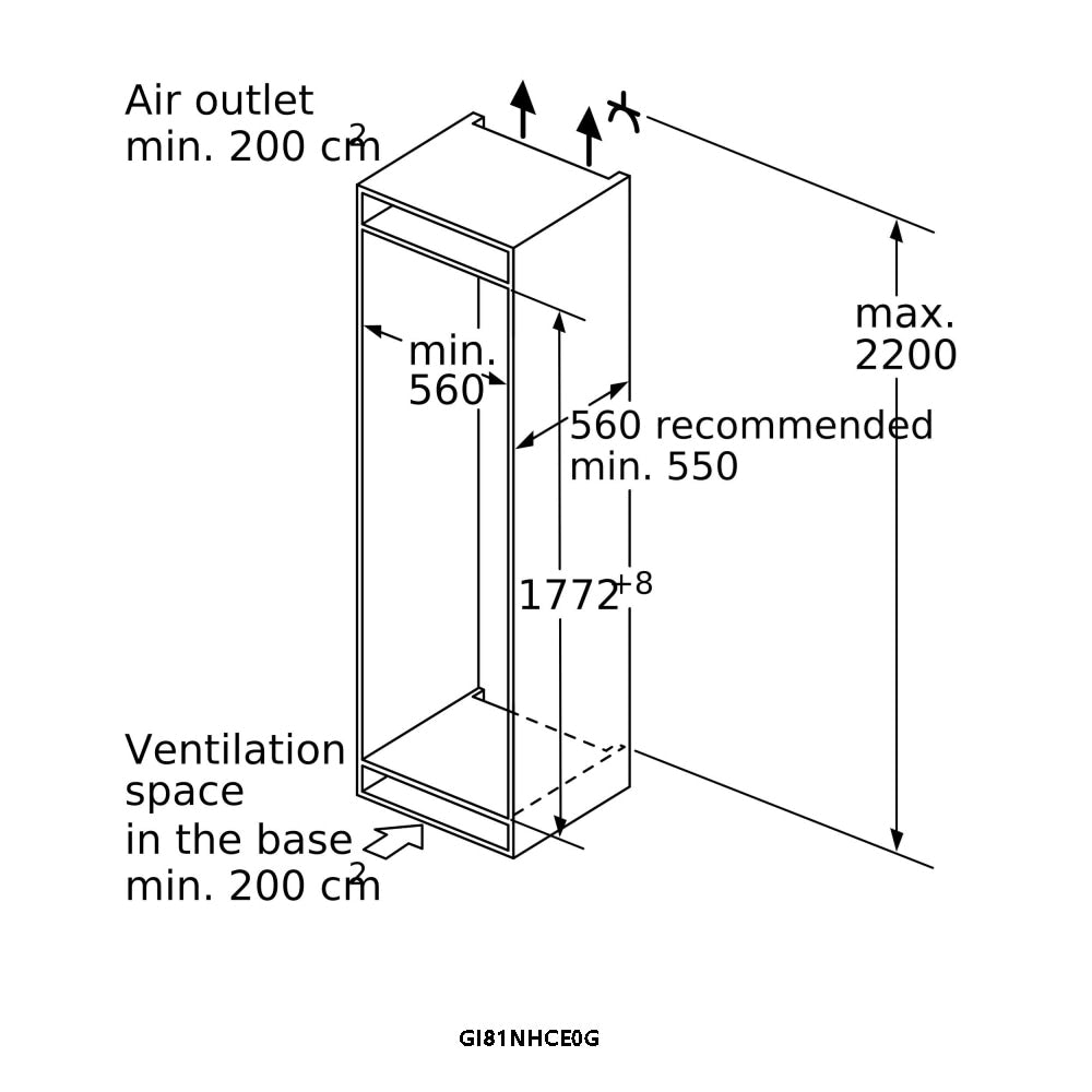 Siemens GI81NHCE0G 177cm IQ-700 Integrated In Column Frost Free Freezer