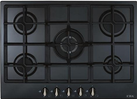 CDA HG7251BL 70cm Black 5 burner Designer Gas Hob