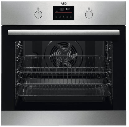 AEG BPK355061M SteamBake Single Oven with Pyrolytic Cleaning Stainless Steel