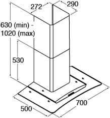 CDA ECP72BL Curved Glass Chimney Hood 70cm Black