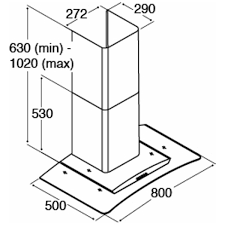 CDA ECP82SS Curved Glass Chimney Hood 80cm Stainless Steel