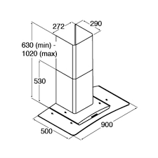 CDA ECP92SS Curved Glass Chimney Hood 90cm - Stainless Steel