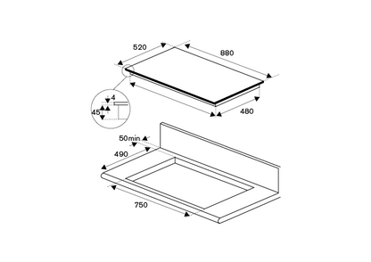 Bertazzoni P906IM3G5NE 90cm 6 Zone Multizone Induction Hob BLACK