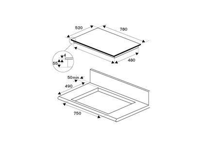 Bertazzoni P786IM3B2NE 78cm 6 Zone Multizone Induction Hob BLACK