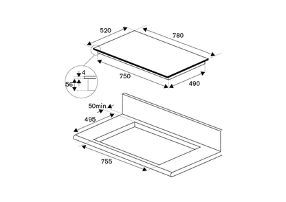 Bertazzoni P784I1M30NV 78 cm induction hob