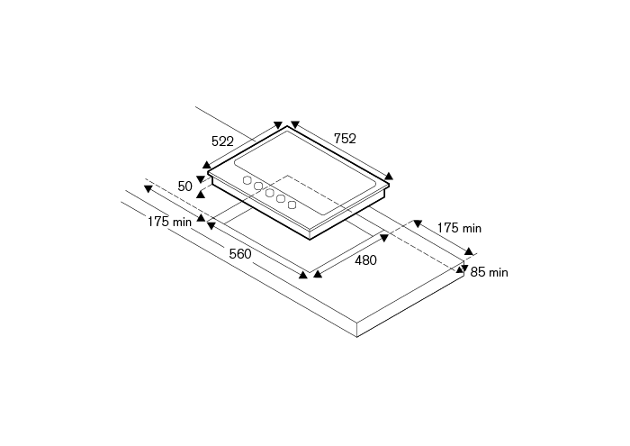 Bertazzoni P755CMODGNE Gas Hob - Black