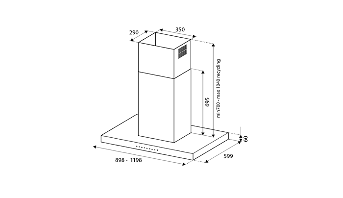 Bertazzoni KTI90P1AXT Professional Series 90cm stainless steel island hood