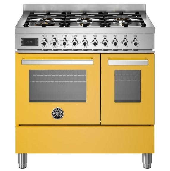 Bertazzoni PRO96L2EGIT 90cm Professional Dual Fuel Range Cooker YELLOW