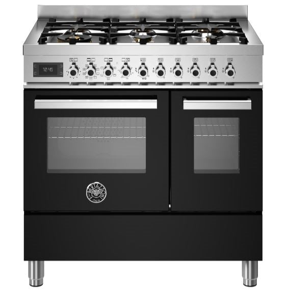 Bertazzoni PRO96L2ENET 90cm Professional Dual Fuel Range Cooker BLACK