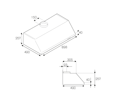 Bertazzoni KU90PRO1XA 90cm Professional Cooker Hood One Motor