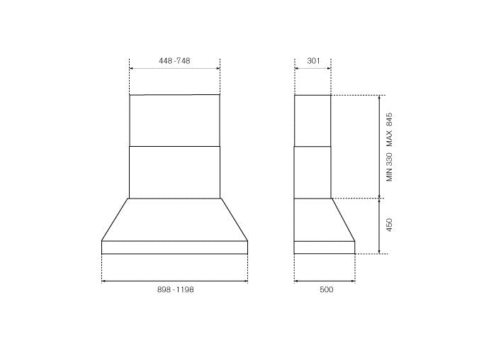 Bertazzoni KPH120MASNET 120 cm wallmount hood