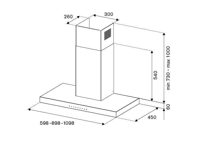 Bertazzoni KT60P1XV Professional Series 60cm stainless steel wallmount hood