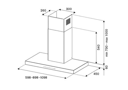 Bertazzoni KT60P1XV Professional Series 60cm stainless steel wallmount hood