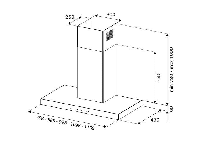 Bertazzoni KT100P1XV 100 cm stainless steel wallmount hood