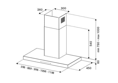 Bertazzoni KT100P1XV 100 cm stainless steel wallmount hood