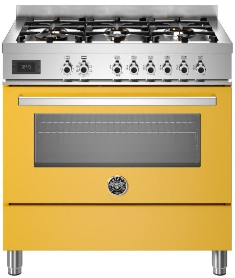 Bertazzoni PRO96L1EGIT 90cm Professional Dual Fuel Range Cooker YELLOW