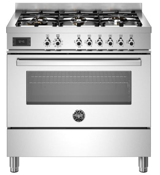 Bertazzoni PRO96L1EXT 90cm Professional Dual Fuel Range Cooker STAINLESS STEEL