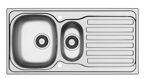 CDA KA22SS 1.5 Bowl Stainless Steel Reversible Kitchen Sink & Waste Code: KA22SS