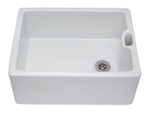 CDA KC1 Gloss White Ceramic 1.0 Bowl Belfast Kitchen Sink & Waste KC10WH