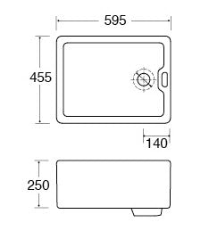 CDA KC1 Gloss White Ceramic 1.0 Bowl Belfast Kitchen Sink & Waste KC10WH