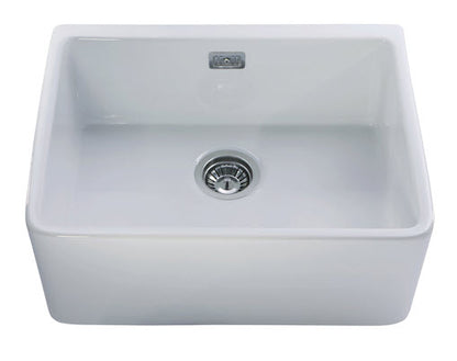 CDA KC11WH Gloss White Ceramic 1.0 Bowl Belfast Kitchen Sink & Waste KC11WH