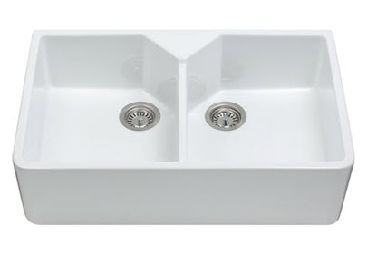 CDA KC12WH Gloss White Ceramic 2.0 Bowl Belfast Kitchen Sink & Waste