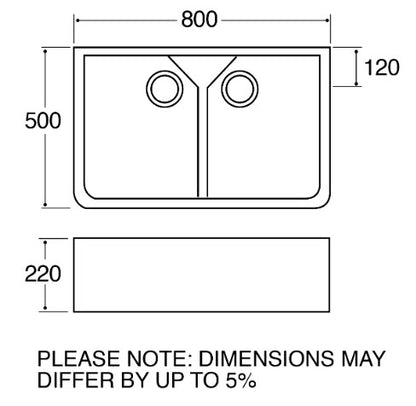 CDA KC12WH Gloss White Ceramic 2.0 Bowl Belfast Kitchen Sink & Waste